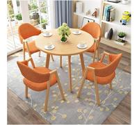 Set Tavolo da Pranzo Rotondo con 4 Sedia, Tavolo E Sedie da Sala Conferenze, Scrivania da Ufficio in Stile Industriale, Set di Tavolo E Sedia da Ricevimento per Cucina Loun, Orange, One Size
