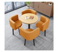 Set tavolo da pranzo rotondo con 4 sedie, piccolo tavolo da conferenza per ufficio e sala da pranzo, 70 cm, elegante arredamento per riunioni e pasti in famiglia, finitura arancione