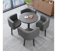 Set tavolo da pranzo rotondo con 4 sedie, piccolo tavolo rotondo negoziato e reception per ufficio, perfetto per balcone e aree ricreative, tessuto nero, taglia unica