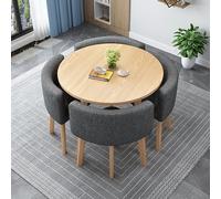 Set tavolo da pranzo rotondo con 4 sedie, tavolo da cucina da incasso, per casa, ufficio e sala conferenze, diametro 80 cm, elegante mobile per ricevimenti