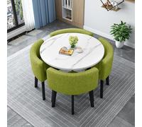 Set tavolo da pranzo rotondo con quattro sedie, tavolo da conferenza rotondo compatto per ufficio, reception, club, balcone, soggiorno, design versatile e salvaspazio