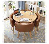 Set tavolo da pranzo rotondo con schienale morbido, design ad angolo arrotondato, per bar e cucina, con 4 comode sedie