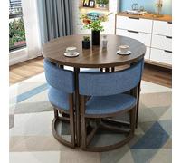 Set tavolo da pranzo rotondo con struttura in metallo e sedie, mobili da 5 pezzi per piccoli spazi e appartamenti, elegante arredamento da cucina per un soggiorno moderno