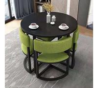 Set tavolo da pranzo rotondo con struttura in metallo e sedie, mobili da 5 pezzi per piccoli spazi e appartamenti, elegante arredamento da cucina per un soggiorno moderno
