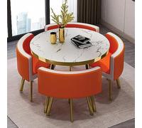Set tavolo da pranzo rotondo da 80 cm con 4 sedie, ideale per sala conferenze, ufficio domestico, reception per famiglie o aziende, altezza 90 cm, modello A11