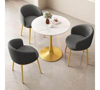 Set tavolo da pranzo rotondo e sedia, moderno, grigio scuro, piccolo, per reception, negoziazione, appartamento familiare