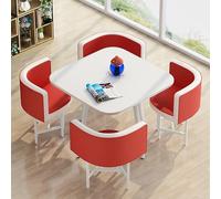 Set tavolo da pranzo rotondo in legno a 4 posti per interni ed esterni, set per cucina, sala da pranzo, ufficio, patio, piccola sala conferenze negoziale