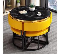 Set tavolo da pranzo rotondo nero con 4 sedie, piccolo mobile da cucina moderno per ufficio, sala conferenze, salotto, soggiorno