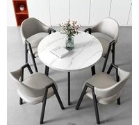 Set tavolo da pranzo rotondo per 4 persone, colore grigio chiaro, per ufficio, reception, sala conferenze, soggiorno, elegante tavolo negoziale con sedie, design moderno per ospitalità e riunioni