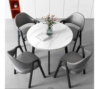 Set tavolo da pranzo rotondo per 4 persone, per ufficio, reception, sala conferenze, soggiorno, elegante tavolo negoziale con sedie, tavolo moderno per sala da pranzo e riunioni, colore: grigio scuro
