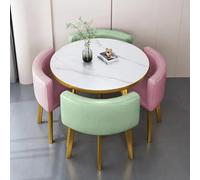 Set tavolo da pranzo rotondo per 4 persone, tavolo in marmo con sedie, ideale per soggiorno, salotto o reception in ufficio, design elegante e funzionale