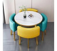 Set tavolo da pranzo rotondo per 4 persone, tavolo in marmo con sedie, ideale per soggiorno, salotto o reception in ufficio, design elegante e funzionale