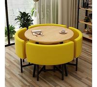 Set tavolo da pranzo rotondo per famiglia o ufficio, 80 cm, con quattro sedie, ideale per ricevimenti, casa, ufficio e sala conferenze