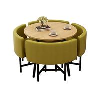 Set tavolo da pranzo rotondo per famiglia o ufficio, tavolo da ricevimento con quattro sedie, diametro 80 cm, tavolo per casa, ufficio e sala conferenze