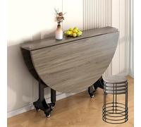 Set tavolo da pranzo rotondo pieghevole con ruote e sgabelli, tavolo da cucina mobile multifunzionale per piccoli spazi