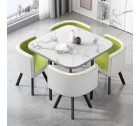 Set tavolo da pranzo rotondo/quadrato con 4 sedie impilabili, 5 pezzi, mobili per cucina, sala conferenze, reception, 80 x 80 x 75 cm, design moderno, soluzione salvaspazio