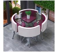 Set tavolo da pranzo rotondo/quadrato con 4 sedie, in vetro temperato, per cucina, bar, balcone, camera da letto, ufficio, sala da biliardo, mobili eleganti e moderni per sala da pranzo e