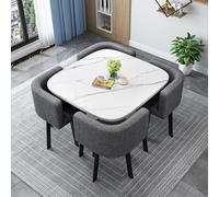 Set tavolo da pranzo rotondo/quadrato con 4 sedie, moderno tavolo da conferenza per 4 tavolo da cucina in legno per soggiorno/sala da pranzo, 80 cm, perfetto per ricevimenti