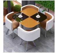 Set tavolo da pranzo rotondo/quadrato con 4 sedie, tavolo in vetro temperato per cucina, bar, balcone, ufficio, biblioteca e sala da biliardo, mobili da pranzo eleganti e durevoli