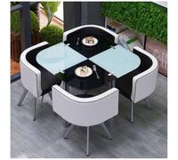 Set tavolo da pranzo rotondo/quadrato con 4 sedie, tavolo in vetro temperato per cucina, bar, balcone, ufficio, biblioteca, sala da biliardo, mobili eleganti e durevoli per qualsiasi spazio