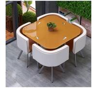 Set tavolo da pranzo rotondo/quadrato con 4 sedie, vetro temperato, design moderno per cucina, bar, balcone, ufficio, sala da biliardo, camera da letto, elegante e durevole