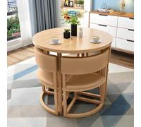 Set tavolo da pranzo rotondo salvaspazio 4 pezzi mobili per soggiorno, cucina o sala conferenze, tavolo da pranzo basso profilo con sedie, decorazione moderna per sala ricevimenti