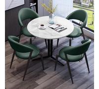 Set Tavolo Da Pranzo Rotondo, Tavolo Da Conferenza Moderno Con 4 Sedie,Rotondi Set Di Tavolo E Sedie Da Pranzo Tavolo Da Cucina Moderno Per Cena Per Casa,per Cucina, Soggiorno, Sala Da Pranzo(Dark gre