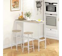 Set Tavolo da Pranzo Stile Industriale con 2 Sgabelli 105x40x90cm Bianco DecHome