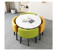 Set tavolo da reception rotondo e sedie per 4 tavoli da riunione salvaspazio, perfetto per soggiorno, colore giallo e verde