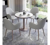 Set tavolo da riunione rotondo con 4 sedie da 80 cm, scrivania per reception, ufficio, soggiorno, appartamento, balcone, cucina, ideale per tempo libero e riunioni
