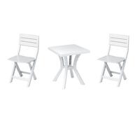 Set Tavolo e 2 Sedie Bianco Pieghevoli in Resina da Giardino Balcone Plastica