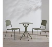 Set tavolo e 2 sedie da giardino in acciaio e resina intrecciata verde