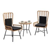 Set Tavolo e 2 Sedie da Giardino in Polyrattan Design Intrecciato da Esterno