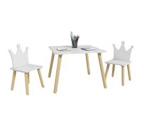 Set Tavolo E 2 Sedie Per Bambini Con Schienale A Corona, Età 3-6 Anni, Bianco