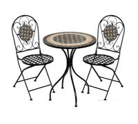 Set tavolo e 2 sedie Stone in metallo nero