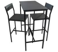 SET TAVOLO E 2 SGABELLI Nero Arredo Salotto Cucina Bar Moderno Mod. LIGNANO