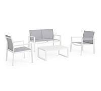 Set Tavolo e 3 Sedie da Giardino in Alluminio Kallen Bianco
