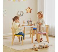 Set Tavolo e 4 Sedie per Bambini 3-8 Anni con Bordi Arrotondati in Legno DecHome