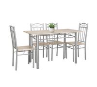 Set Tavolo e 4 Sedie Per Sala da Pranzo Cucina Soggiorno in Legno Mdf e Acciaio