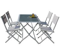 Set Tavolo e 4 Sedie Pieghevoli da Giardino in Acciaio Bauer Astro Bianco