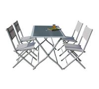 Set Tavolo e 4 Sedie Pieghevoli in Acciaio Arredo Esterno da Giardino Balcone