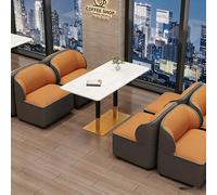 Set tavolo e divano commerciale nordico, divano imbottito, 6 combinazioni disponibili for bar, ristorante occidentale, negozio di barbecue, casa da tè, negozio di dessert e tè al latte(Orange set3)