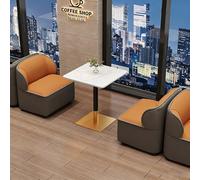 Set tavolo e divano commerciale nordico, divano imbottito, 6 combinazioni disponibili for bar, ristorante occidentale, negozio di barbecue, casa da tè, negozio di dessert e tè al latte(Orange set1)