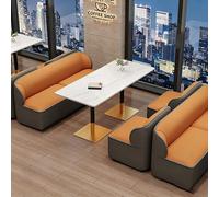 Set tavolo e divano commerciale nordico, divano imbottito, 6 combinazioni disponibili for bar, ristorante occidentale, negozio di barbecue, casa da tè, negozio di dessert e tè al latte(Orange set5)