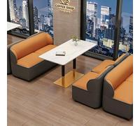 Set tavolo e divano commerciale nordico, divano imbottito, 6 combinazioni disponibili for bar, ristorante occidentale, negozio di barbecue, casa da tè, negozio di dessert e tè al latte(Orange set4)