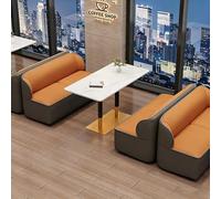 Set tavolo e divano commerciale nordico, divano imbottito, 6 combinazioni disponibili for bar, ristorante occidentale, negozio di barbecue, casa da tè, negozio di dessert e tè al latte(Orange set2)