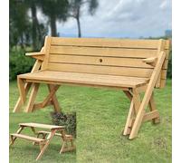 Set Tavolo e panche da Picnic, Tavolo da Pranzo Pieghevole Convertibile 2 in 1 per Esterni con Foro per ombrellone, Ideale per Campeggio e riunioni in Giardino.