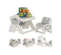 AIYAPLAY Set Tavolo Multiuso per Bambini con Sedia in HDPE e PP Grigio Bianco