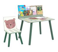 Set Tavolo e Sedia per Bambini con Ripiano Portaoggetti Verde