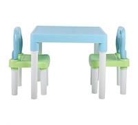 Set Tavolo e Sedia per Bambini per Studiare e Giocare, Realizzato in Plastica PP Ecologica Nei Colori Rosa e Verde Blu, Ideale per la Casa o L'asilo (Blu e Verde)